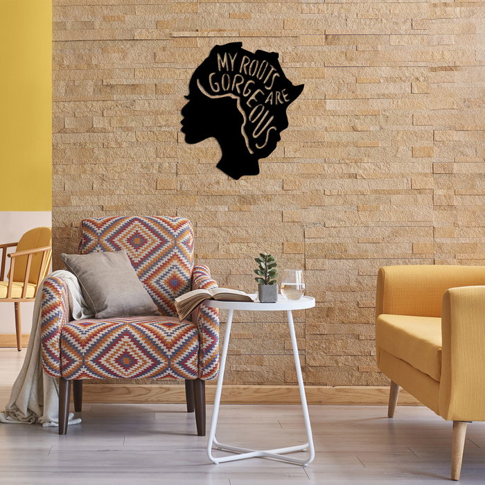 Wallity My Roots Are Gorgeous - 444 Escultura de Pared de Metal Negro